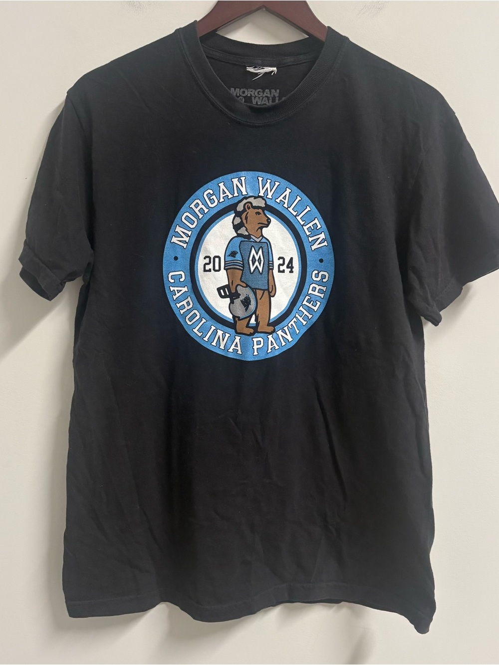 RARE! Morgan Wallen Tour Black T-Shirt Merch Carolina Panthers 2024 Men's M Med